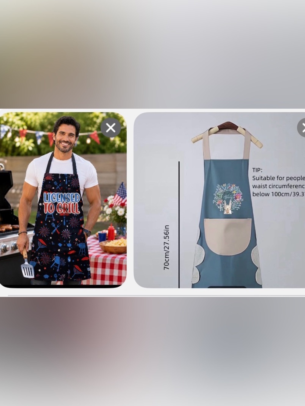 Men and Women Apron Navy, and Light Blue with Pocket 2 Pieces $13